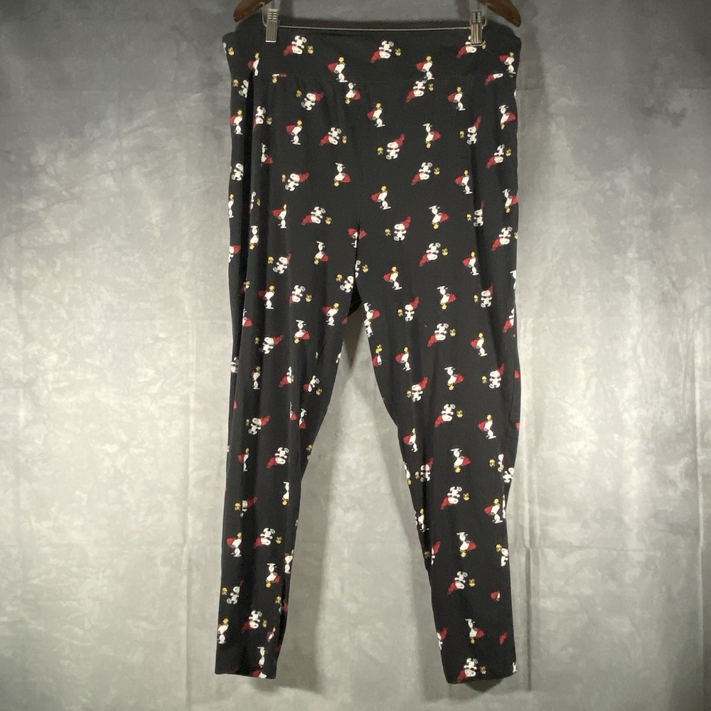 Peanuts‎ Snoopy Adult XXL 2XL Black  Leggings Cartoon Yoga Loungewear Gym